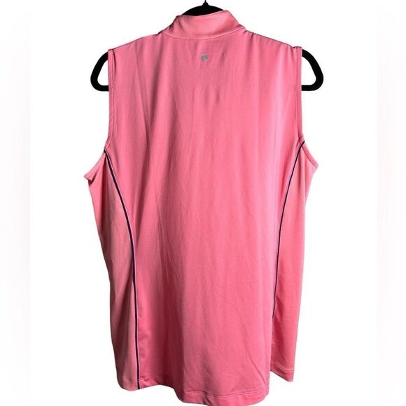 NWT EPNYGolf Women’s Sleeveless Mock Zip Polo Pink Ribbed Texture - Size Large - Picture 6 of 9